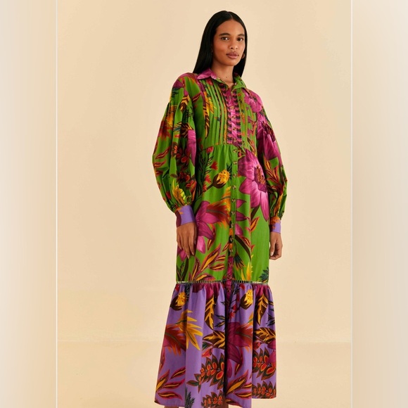 Farm Rio Maxi Flowers Organic Cotton Maxi Dress - Picture 3 of 9